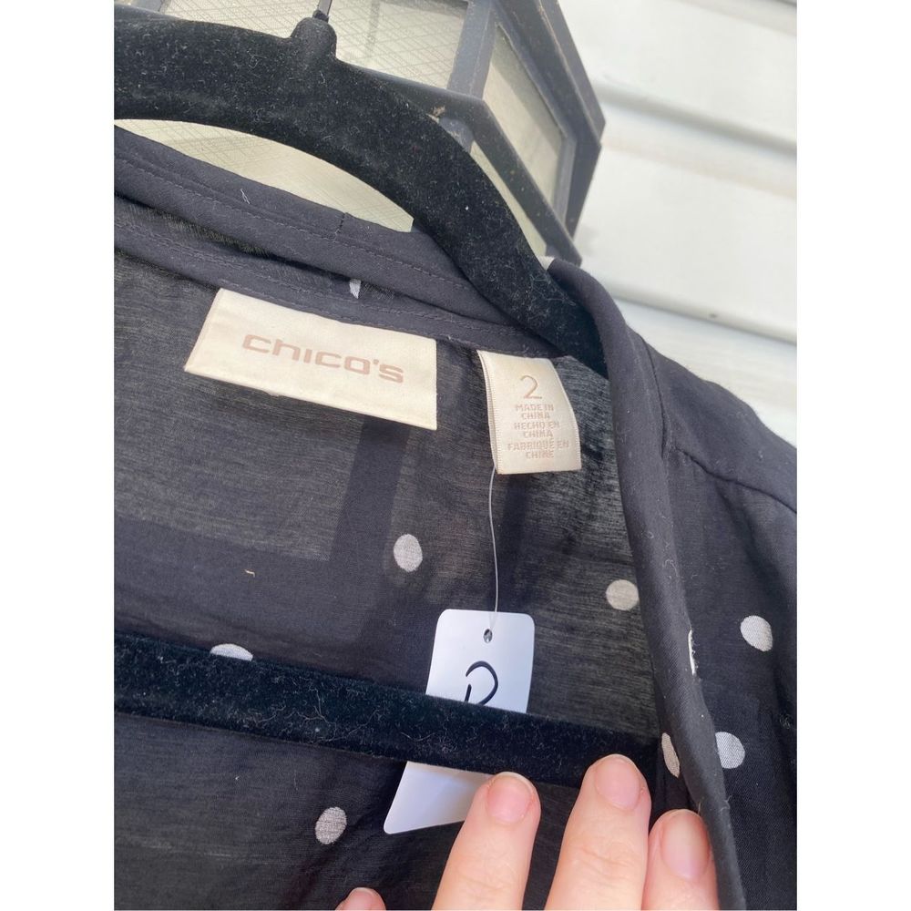 Chicos Dot-Print Jacket Black White Polka Dot, Chico's Size 2 /Medium, MP $110 - Picture 4 of 10